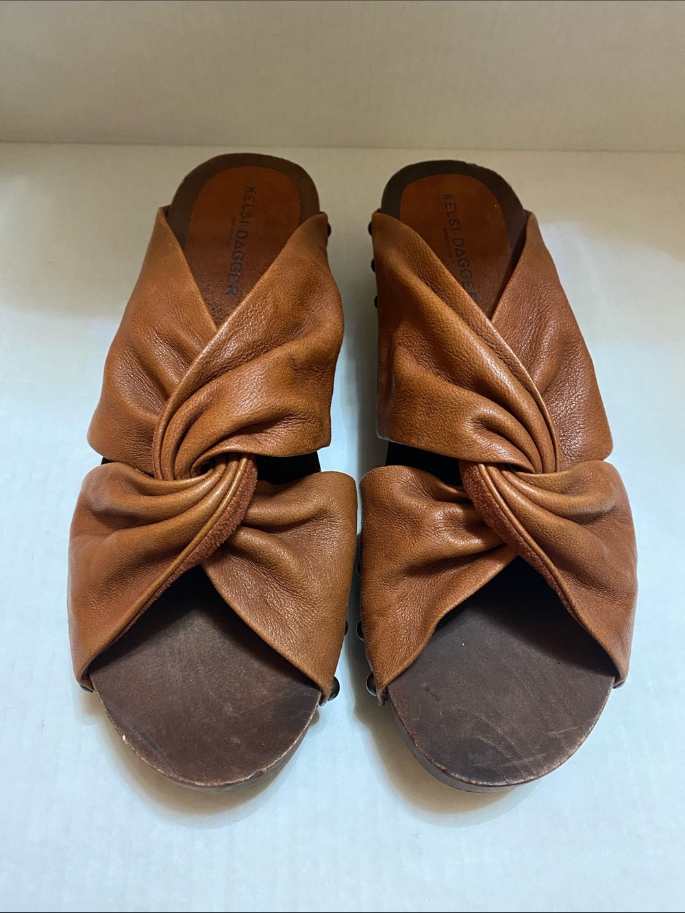 Kelsi Dagger Brooklyn Sprinter Leather Heeled Sandals/ Clogs Rust SZ 8